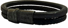JOSH 09267-BRA-VB-BL Armband Vintage Black leder zwart