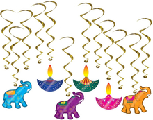 Swirls Diwali Hängande Dekoration - 12-pack
