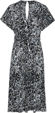 V-Neck Jersey Dress With All-Over Print Knælang Kjole Grey Esprit Collection