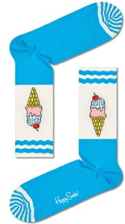 Happy socks Strømper Ice Cream Sock Lyseblå/Hvid bomuld Str 36/40