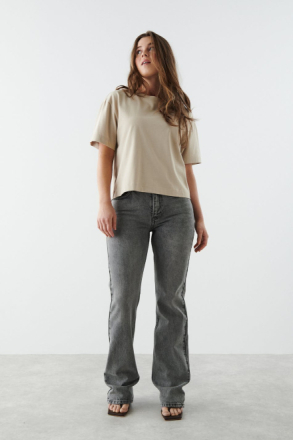 Gina Tricot - Full length petite flare jeans - flare & wide jeans - Grey - 32 - Female