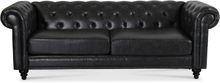Royal Chesterfield 3-sits soffa mörkbrunt konstläder