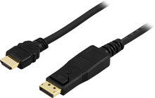 DisplayPort - HDMI monitorikaapeli, 20-pin ur - 19-pin ur, 1m, musta