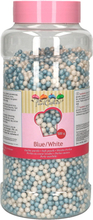 Strössel vita & blå sockerpärlor i storpack - FunCakes