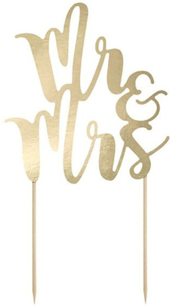 Cake topper Mr & Mrs, guld - PartyDeco