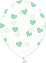 Ballonger Hjärtan, mintgrön transparent - PartyDeco