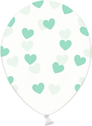 Ballonger Hjärtan, mintgrön transparent - PartyDeco