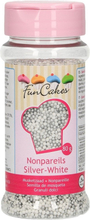 Sockerpärlor mini, vit & silver - FunCakes