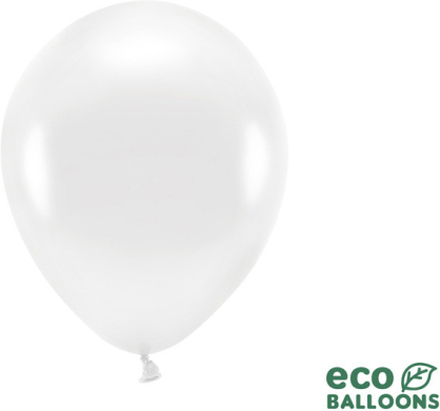 Eko Ballonger Metallic Vit, 26 cm, 100-pack - PartyDeco