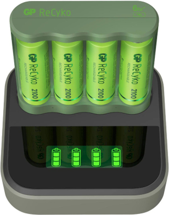 Laddstation GP ReCyko Everyday med 1 st batteriladdare och 4 st batterier