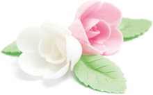 Ätbara rosa & vita rosor i rispapper - ScrapCooking