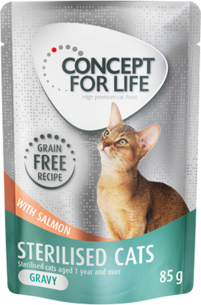 Zum Sonderpreis! Concept for Life getreidefrei 12 x 85 g - Sterilised Cats Lachs - in Sosse
