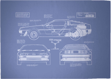 Decorsome x Back to the Future DeLorean Blueprint Woven Rug - Large