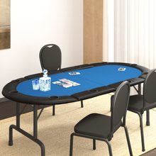 vidaXL Piano Tavolo da Poker Pieghevole 10 Giocatori Blu 208x106x3 cm