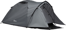 Tenda da campeggio 4 posti impermeabile con vestibolo e finestre colore grigio