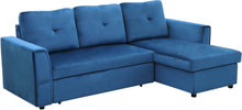 Divano letto angolare 3 posti 232x141x85cm con chaise longue colore blu