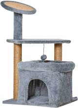 Albero tiragraffi per gatti con casetta e cuscino altezza 84cm colore grigio