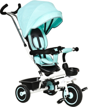 Triciclo per bambini 2 in 1 passeggino con maniglione e tettuccio colore verde