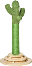 Albero tiragraffi a cactus per gatti 32x32x60cm in legno con corda e palline