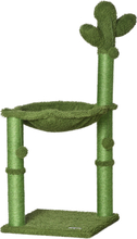 Albero tiragraffi per gatti a forma di cactus 40x40x96cm con palline e amaca