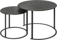 Set 2 tavolini da salotto e giardino sovrapponibili in ferro colore nero