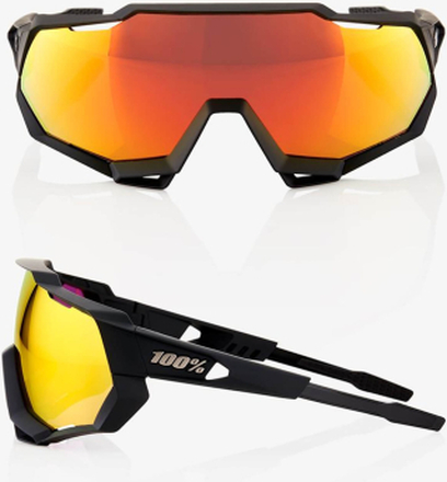 100% Speedtrap Sunglasses with HiPER Mirror Lens - Soft Tact Black/Red Lens