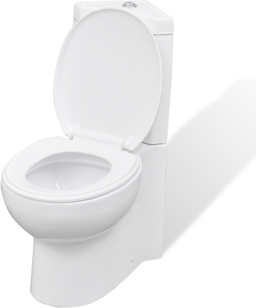 vidaXL Hjørne toalett, keramisk, hvit