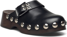 "Retro Leather Clog Shoes Clogs Black Ganni"