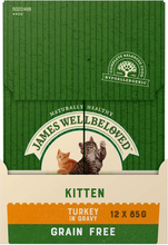 9 + 3 gratis! James Wellbeloved Grain Free 12 x 85 g - Kitten Truthahn in Sauce