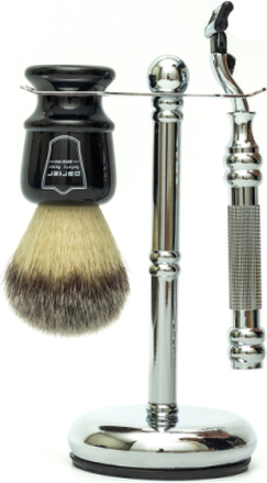 3 Piece Black Brush-43M -Chrome Stand Beauty MEN Shaving Products Shaving Brush Multi/mønstret Parker*Betinget Tilbud