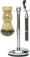 "3 Piece Ivory Brush-42M -Chrome Stand Beauty Men Shaving Products Razors Multi/patterned Parker"