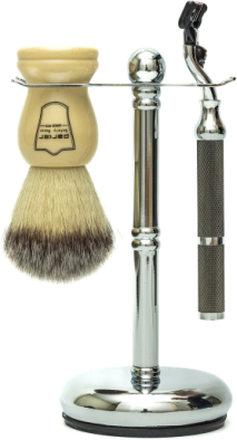 3 Piece Ivory Brush-42M -Chrome Stand Beauty MEN Shaving Products Razors Multi/mønstret Parker*Betinget Tilbud