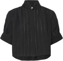Lucia - Blended Stripe Tops Blouses Short-sleeved Black Day Birger Et Mikkelsen