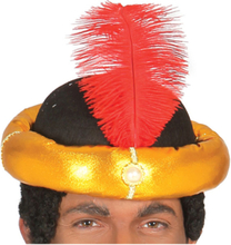 Guldfärgad Maharaja Indisk Hatt med Fjäder