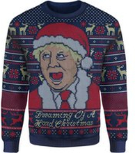 IWOOT Exclusive Boris Johnson Knitted Christmas Jumper - Navy - XL