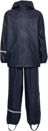 Basic Rainwear Set -Recycle Pu Outerwear Rainwear Rainwear Sets Blå CeLaVi*Betinget Tilbud