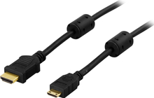 DELTACO HDMI-kaapeli, v1.4+Ethernet, 19-pin u-Mini u, 1080p,musta, 1m