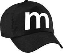 Letter M pet / cap zwart voor kinderen - verkleed / carnaval baseball cap