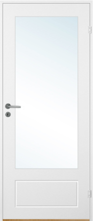 Innerdörr Bornholm - Kompakt dörrblad med spårfräst dekor & glasparti A15 Vit (standard) (NCS S 0502-Y)