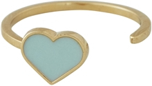 Design Letters Enamel Heart Ring Gold Soft Green