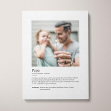 Personalisierte Fotoleinwand "Fotoleinwand Definition Papa" | Geschenk für Papa | besonderes Vatertagsgeschenk, 20 x 30 cm