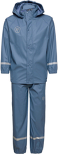 Set Solid Pu Outerwear Rainwear Rainwear Sets Blå Color Kids*Betinget Tilbud