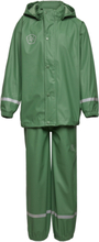Set Solid Pu Outerwear Rainwear Rainwear Sets Grønn Color Kids*Betinget Tilbud