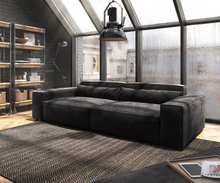 DELIFE Big-sofa Sirpio XL 270x130 cm microvezel zwart met kruk