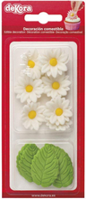 Sockerdekorationer vita blommor och blad, 13 st