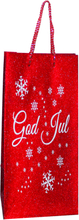 Presentpåse Röd/Glitter God Jul - 13 x 34 cm