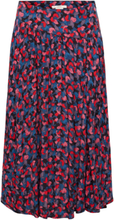 Printed Midi-Skirt With Gathers Lang Nederdel Multi/patterned Esprit Casual