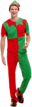 Rødt og Grønt Nissealv Kostyme til Mann - Strl M