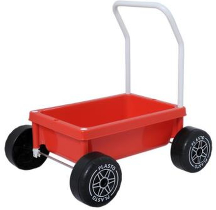 Lära-Gå-Vagn med tysta hjul, röd, höjd 48 cm i box