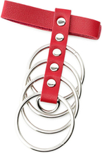 Red Artificial Leather Cockring With Metal Shaft Support 45mm Penisbur